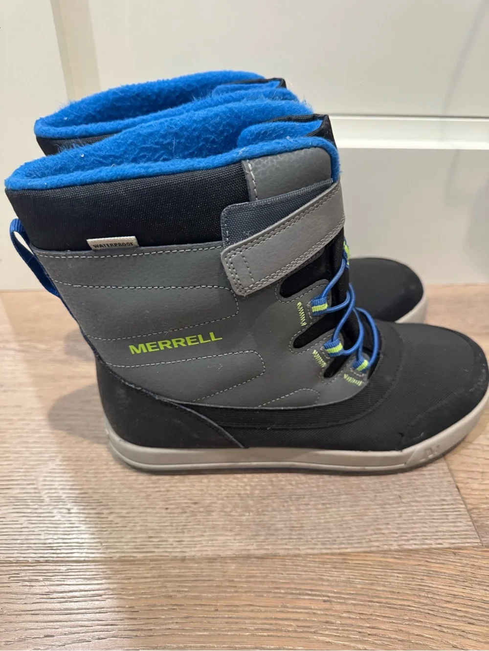 Merrell Kids Gray, Black & Blue Waterproof Winter Boot